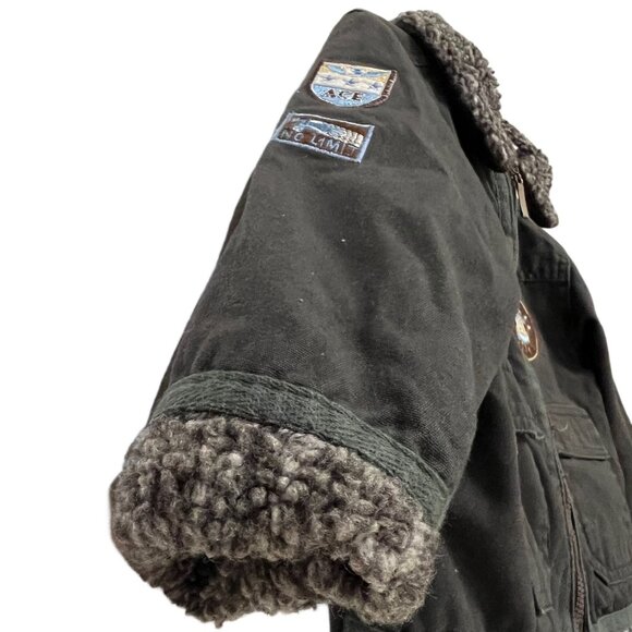 BOYZ by Nannette Kids Full Zip Pilot Jacket Faux Sherpa Collar Patch Sweater 24M - Picture 7 of 11